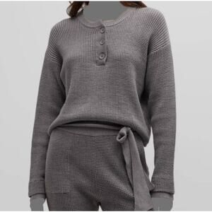 Monrow Grey Henley Sweater S
